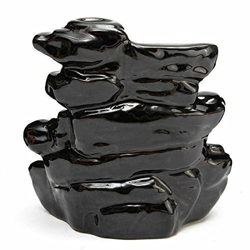 CRAFTAM Polyresin Smoke Backflow Fountain with 10 Free Backflow Cones Showpiece Figurine for Gift (10 x 7 x 10 cm, Black)