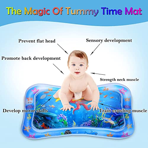 Cable World Baby Kids Water Mat Toys Inflatable Tummy Time Leakproof Water Mat, Fun Activity Play Center Indoor and Outdoor Water Mat for Baby Random Design