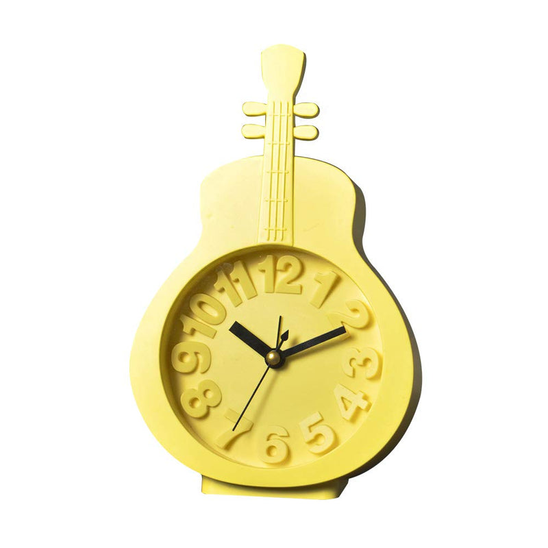 EZ Life Guitar - Kids Desk Alarm Clock - PP - Yellow - Home and Office Décor, Decorative Modern Clock, Living Room, Bedroom Kitchen Office School - Stylish Desk Clock - Pack of 1