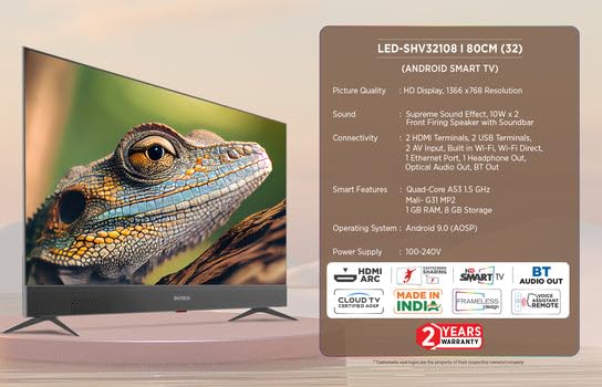 Intex 80 cm (32 inch) HD Ready LED Smart Android TV (LED-SHV32108)