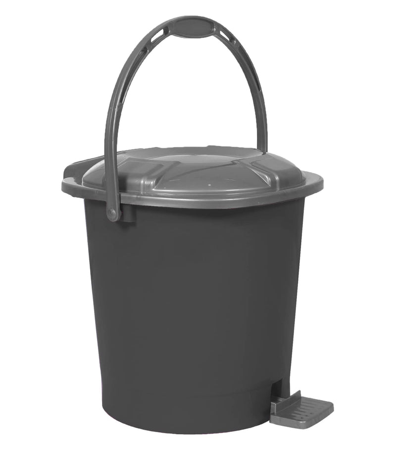 Kuber Industries Durable Plastic Pedal Dustbin|Waste Bin|Trash Can For Kitchen & Home With Handle,7 Litre (Gray)