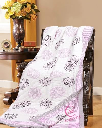 400 TC Pure Cotton Double Bed Soft Jaipuri AC Quilt/Razai/Rajai Sanganeri Print,Jaipuri razai Double Bed for Winter Printed, (90 x 108 inch) Pack of 1, Breathable,