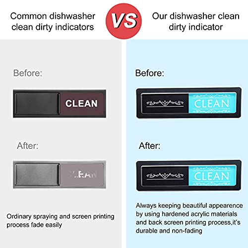 Dishwasher Magnet Clean Dirty Sign 2 Pack, MOONOON Magnetic and Sticky Indicator for Kitchen Office Dishwashers,Washing Machine, Refrigerator Magnets