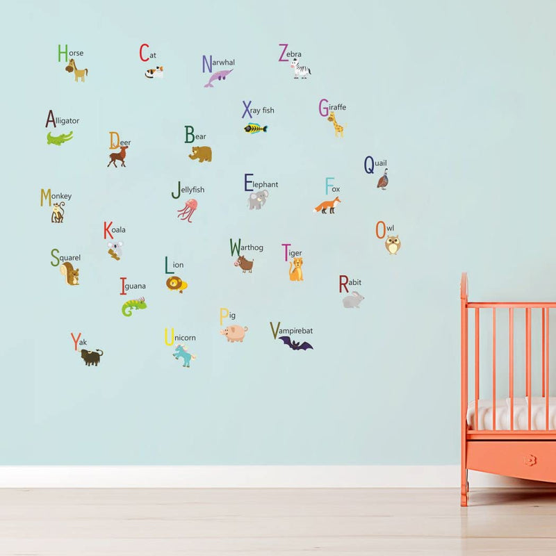 Delight Art Flat Design of Animal Alphabets Wall Sticker Size - (101 * 91) cm Model id - (DAMC00582L)