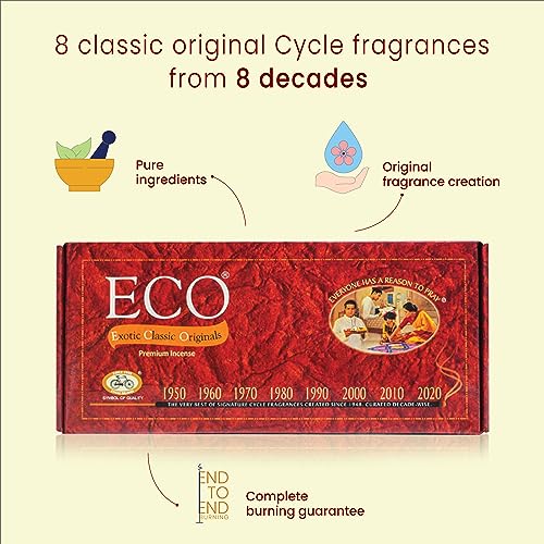 Cycle Pure Eco Handcrafted Premium Incense, Pack Of 2, 7 Fragrances, Woody, Sandal, Floral, Fruity, Rose Incense For Festivals, Gifting, Special Occasions