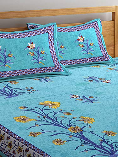 UniqChoice 120 Thread Count| 100% Cotton| Double bedsheet| Cotton Bedsheet for Double Bed| Bedsheet with 2 Pillow Covers