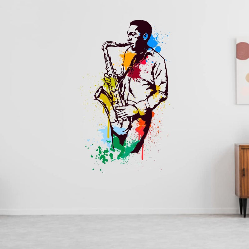 Wallzone Saxophone Large Vinyl Wallsticker for Home Decoration ( 105cm x 64 cm)