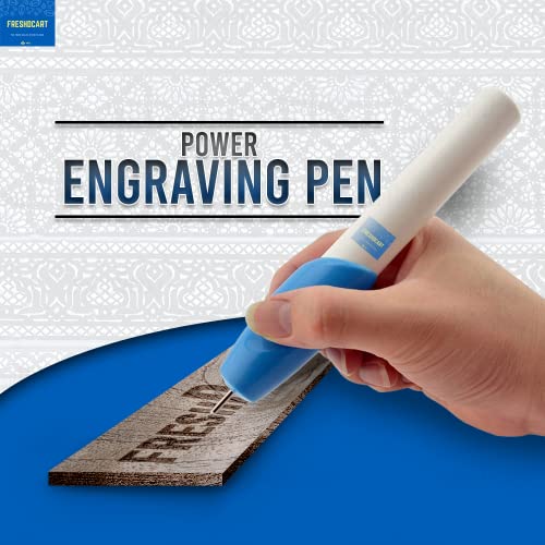 FreshDcart Power Engraving Pen Etching Carving Name Engrave It Electric Machine with Extra Tool Nib for Jewellery and All Glass Metal Plastic Wood (FDC-12A)