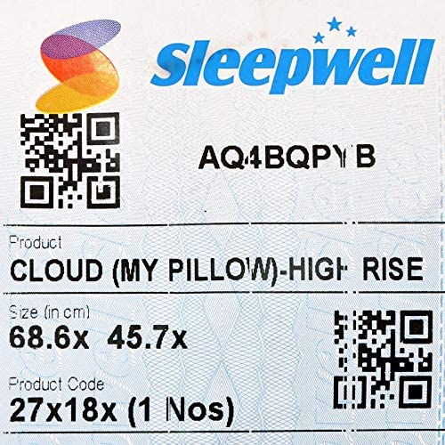 Sleepwell Cloud Cotton Fibre Soft Pillow with Pillow Cover Pack of 2 (White, Standard)