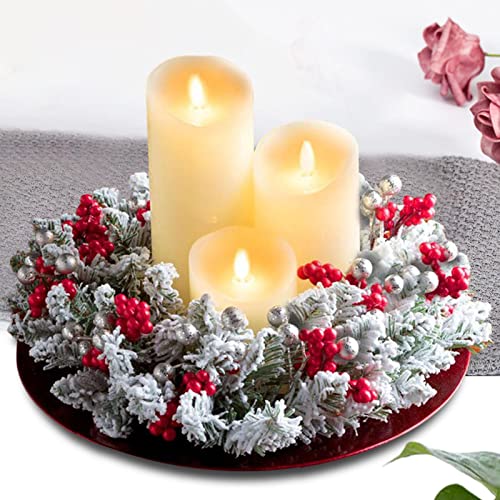 SAZ DEKOR Christmas Candle Wreath Candles Pillar Decorative Rustic for Home Wedding