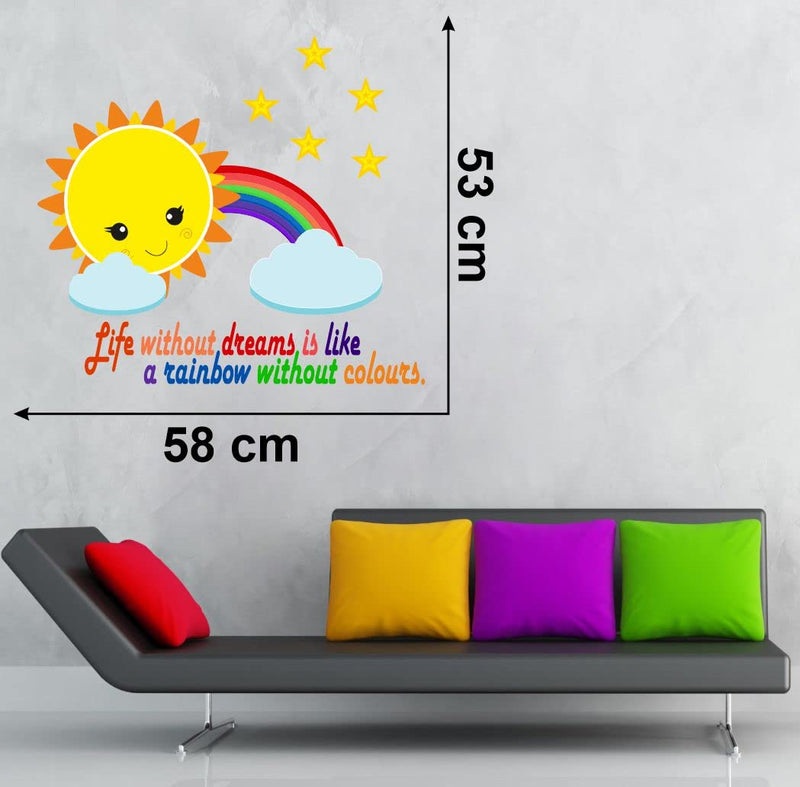 Delight Art Shiny Rainbow with Smiling Sun Design Wall Sticker Size - (58 * 53) cm Model id - (DAMC00624L)