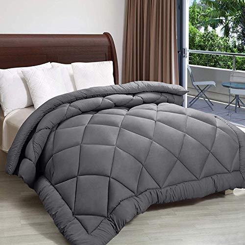 Rajasthan Crafts Microfiber Heavy Winter Double Bed Quilt (Dark Grey, 90x100-Inch)