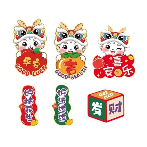 ATORSE® 6Pcs 2024 Chinese New Year Refrigerator Magnets for Spring Festival Party