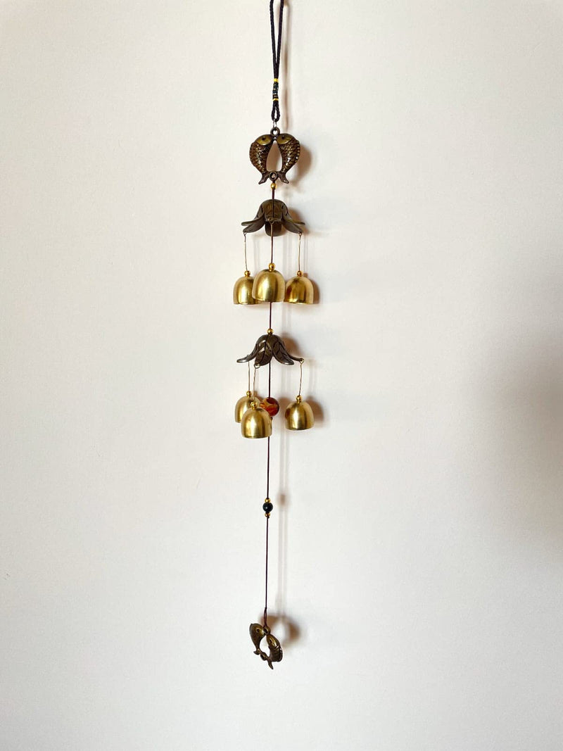 Bless Kraft Metal Wind Chimes for Home Balcony Garden, Positive Energy, Home Decor Hanging Long Brass Bells and Gifts for Loved One (Fish with 6 Bells)