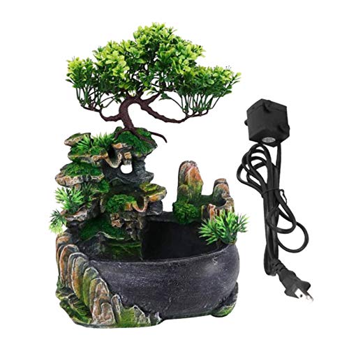 CALANDIS Desk Fountain Rockery Flowing Water Fountains with Light Ornament No Mist