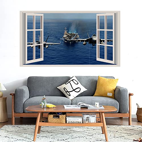 GADGETS WRAP Printed Wall Decal Sticker Fake Window Style Decal (90cm x 50cm) - United States Navy