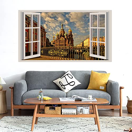 GADGETS WRAP Printed Wall Decal Sticker Fake Window Style Decal (90cm x 50cm) - Ukraine Castle