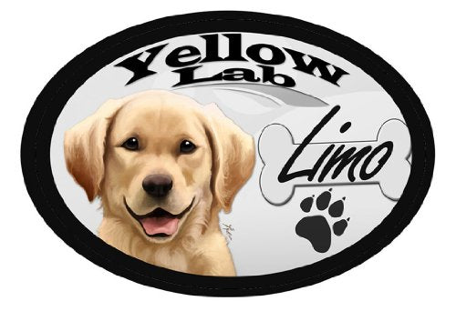 Yellow Lab "Limo" Oval Dog Magnet v2 for Cars and such