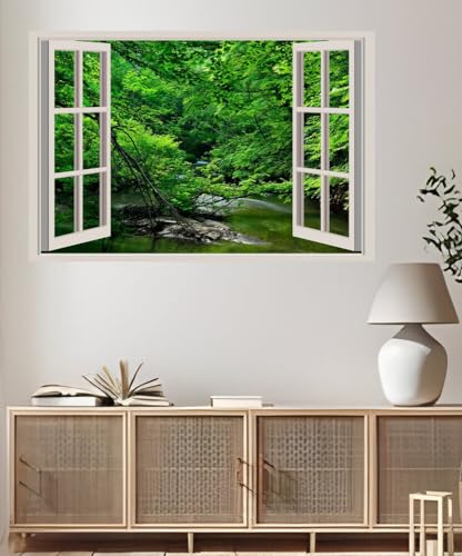 JVERF - JZZA26625 Rivers Forests| Self-Adhesive Open Window Wall Sticker