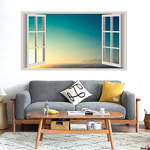 GADGETS WRAP Printed Wall Decal Sticker Fake Window Style Decal (90cm x 50cm) - Sunrise Above Clouds