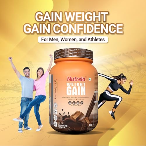 NUTRELA Weight Gainer Powder-1Kg|20G Protein, 66.8 Carbs & 3834Gm Calories|Ideal For Athlete, Men, Women & Kids-Chocolate Flavor