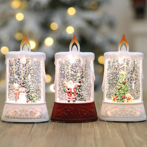 CALANDIS® Led Christmas Candle Snow Scene Decorative Candle for Indoor Festival Window Snowman | 1 Led Christmas Candle