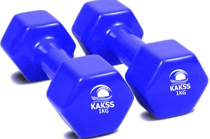 Kakss Cast Iron Vinyl Coated Dumbbells (2+2 =4KG Blue)