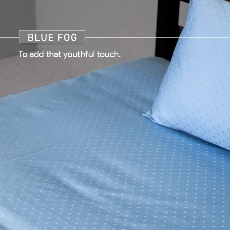 Blue Dahlia 100% Cotton Sateen Weave Bedsheet Set Single Size, Premium 300TC-1 Flat Sheet(60"x90") & 1 Pillow Cover (18"x28"), SA 8000, Oeko-TEX Certified-Swiss Dot-Pale Blue