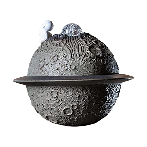 ATORSE® Ceramic Tabletop Fountain Indoor USB Bedroom Home Astronaut Planet Statues Gray