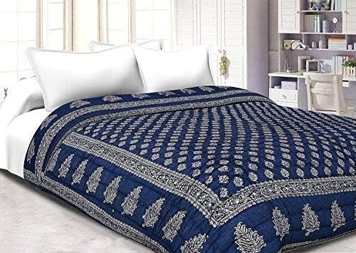 FABDESIGN QUILTS Craft 240 TC Double Bed Organic Cotton Jaipuri Bed Blanket Ac Quilt for Winter Soft Light Weight Rajasthani Traditional Rajai Cotton Comforter 85 x 100 inch (Single)