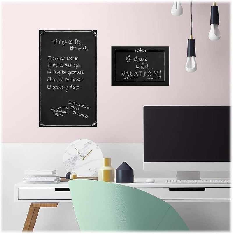 KRYLAR-PVC Vinyl Erasable Self-Adhesive Waterproof Removable Sticker for Wall for Teaching with Multicolour Chalks,Use in Office,School,Kids Room,Kitchen,Study Table.(Black Chalkboard Sticker)