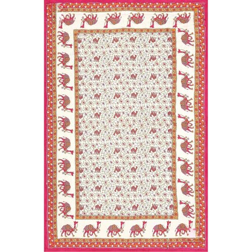 fashhub Jaipuri Razai Soft Light Weight Original Pure Cotton Winter and Summer Rajasthani Traditional Jaipuri Ac Quilt Single Bed (Pink Camel)