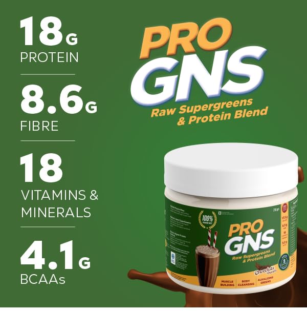 ProGNS Gold Standard Whey Protein | Raw organic supergreens & Protein Blend with Digestive Enzymes | Build Muscle Mas With Premium Gym Protein (Chocolate Punch, 256 gm)