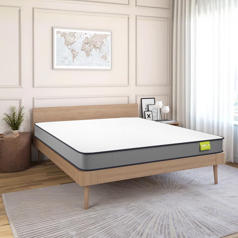 wakeup INDIA Latex Foam Mattress Double Size 72x48x5 Inches | PureLuxe 5 inch Double Bed Softy Firm Mattresses | 10 Years Warranty | Dual Comfort Orthopedic Mattress (White Colour)