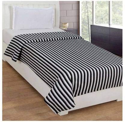 Wavva® Polyester & Polyester Blend 500 TC Blanket (Single_Black and White), reversible, Pack of 1