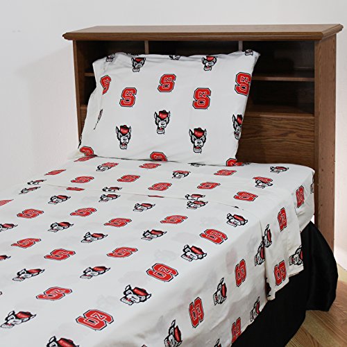 College Covers North Carolina State Wolfpack Printed Sheet Set, King, White