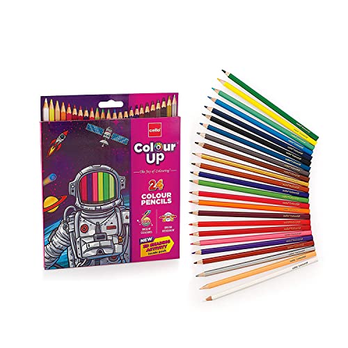 Cello Colourup Colour Pencil Set|Pack Of 24 Colour Pencils|Bright And Strong Colours Pencils|Non-Toxic Colouring Set|Safe Colour Pencils For Children|Colour Pencils|Diwali Gifts|Multicolor