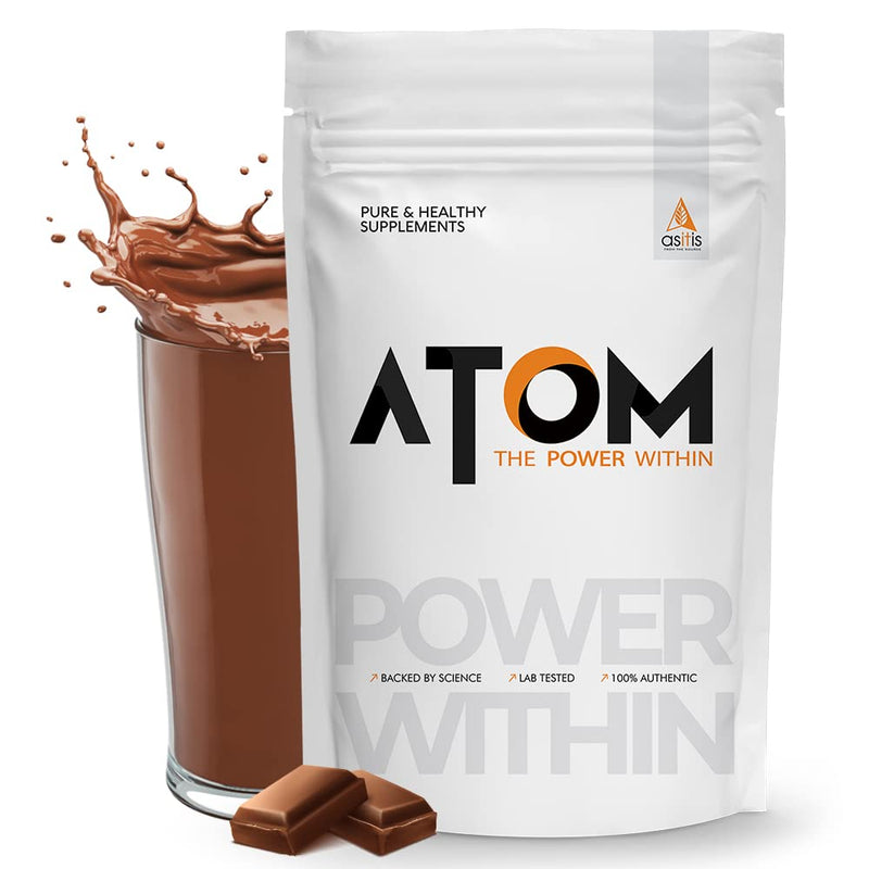 AS-IT-IS ATOM Whey Protein Isolate 1kg | 30g protein, 6.1g BCAA & 13g EAA | Ultra Pure-Fast Acting Protein | Double Rich Chocolate Flavor