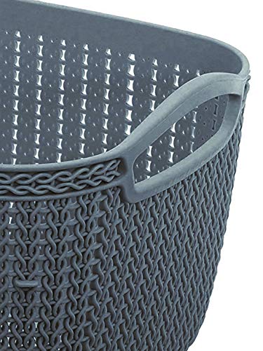 Kuber Industries Q-5 Unbreakable Plastic 2 Pieces Multipurpose Medium Size Flexible Storage Baskets/Fruit Vegetable Bathroom Stationary Home Basket With Handles (Light Blue & Grey), Rectangular