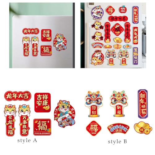 CALANDIS® 6 Pieces Chinese New Year Refrigerator Magnets 3D for Spring Festival Office Style A | 6Pieces Fridge Magnet