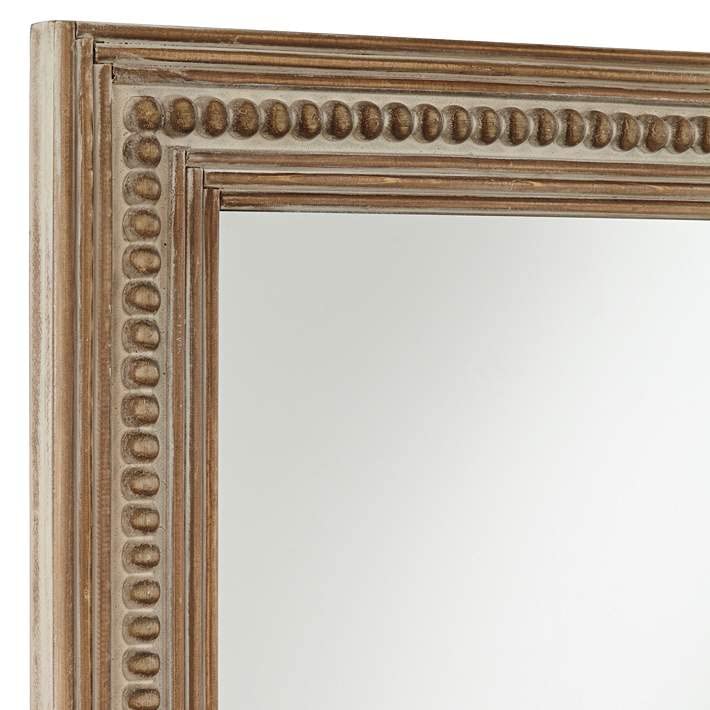 The Zara Enterprises Wooden Cream-Washed Wood Size 28" x 47 1/4" Rectangular Wall Mirror Only Frame Without Mirror