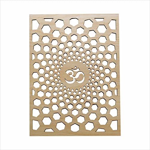 AKCraft Beautiful Wooden OM Design for Wall Hanging ON Hotel,CAFES, Bedroom,Temple