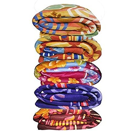 Krystle Woolen Printed Single Bed Fleece Blanket (Multicolour) - Set of 5