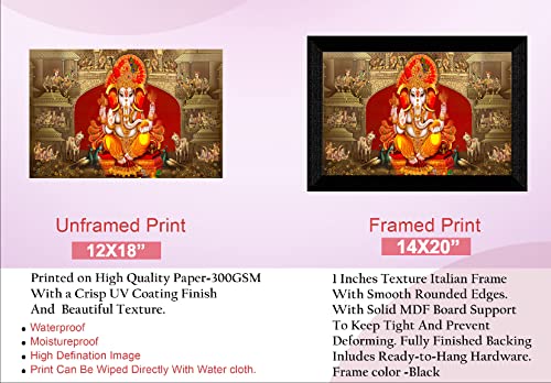 SAF Pack of 1 Ganesha religious modern art wall painting with framed for living room 11 inch x 14 inch CANFM31416