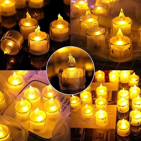 COSKIRA 24PCS Flameless Tea Light Candles, Realistic Flickering Bulb Christmas Tealights, Battery Operated, Fake Candle, LED Votive Candles with Warm White Light for Wedding -1