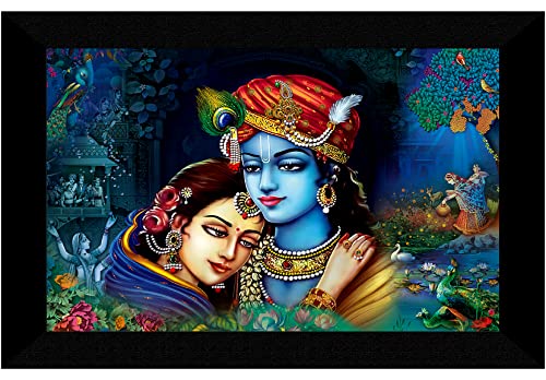 SAF paintings Pack of 1 Radha krishna religious modern art wall painting with framed for living room 11 inch x 14 inch CANFM31269