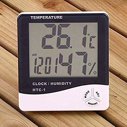 SEAHAVEN Humidity Time Display Meter with Alarm Clock, Wall Mount or Table Top,(Black and White)