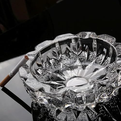 Evooka Glass Ashtray, Round Glass Ash Tray, Ash Trays for Smoking for Home, Ashtray for Cigarette Stylish, Ashtray for Home, Car Ashtray