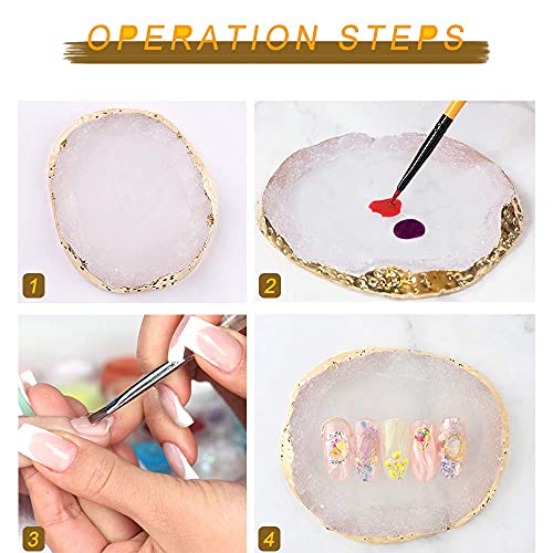 Store2508 2PCS Golden Edge Resin Nail Art Palette Drawing Plates Manicure Display Tools