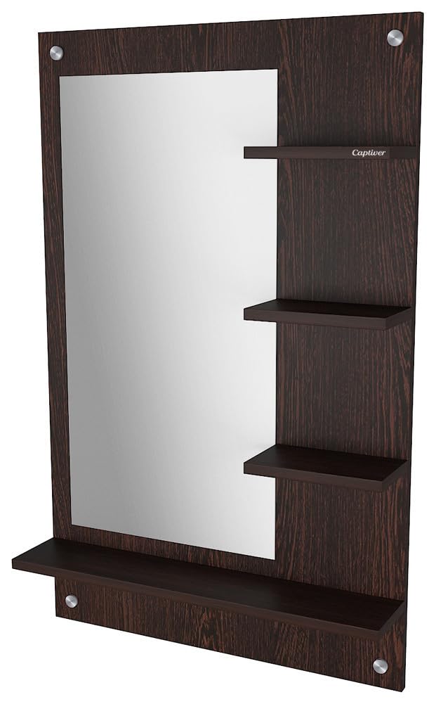 Captiver Bellezza Engineered Wood Wall Mounted Dressing Table Mirrors (60X80 CM Wenge)